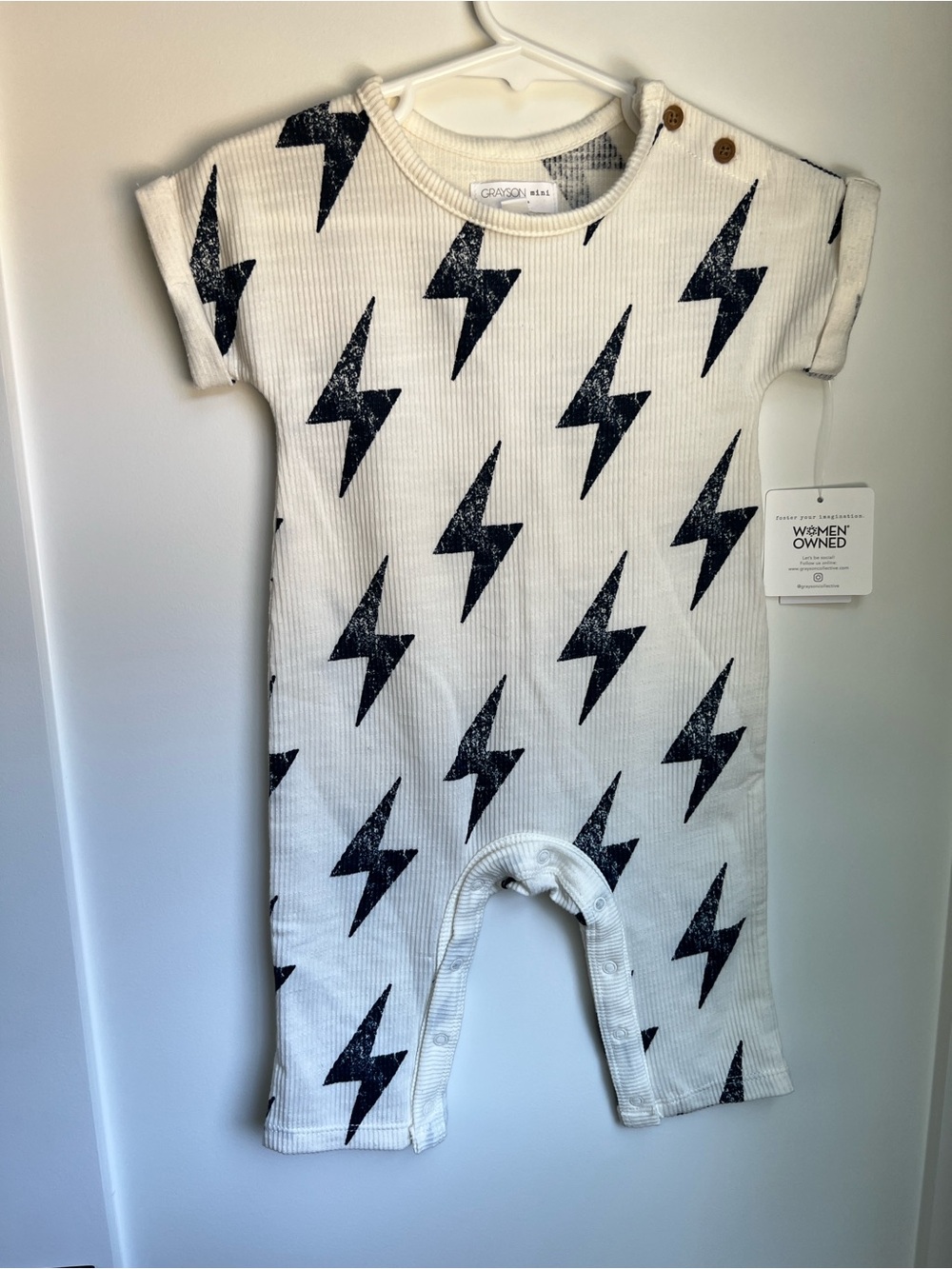 Grayson Mini Lightning Bolt Romper 6-9 Months | Ribbed One Piece